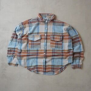 Ford Bronco Graphic Plaid Flannel Shirt Mens XXL Blue Orange Button Down 8161